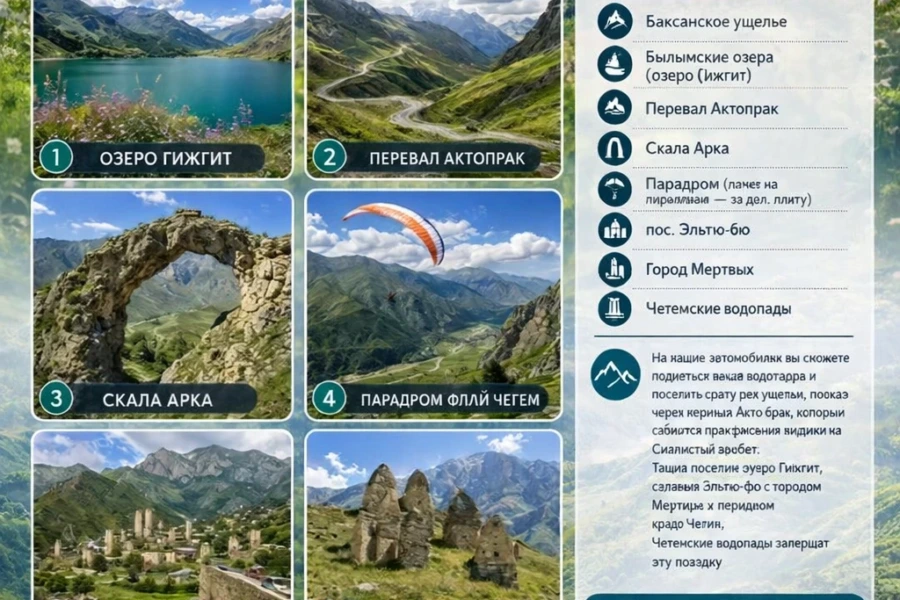 Перевал Актопрак и озеро Гижгит из Ессентуков