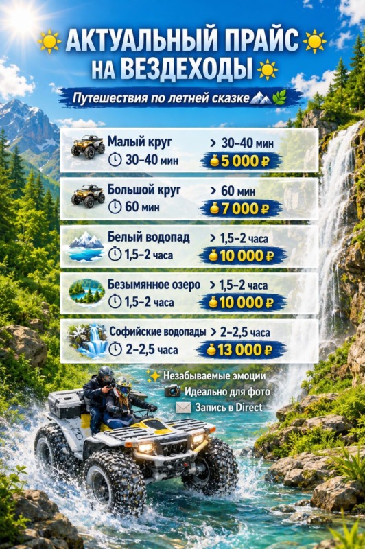 Квадротур к Софийским водопадам