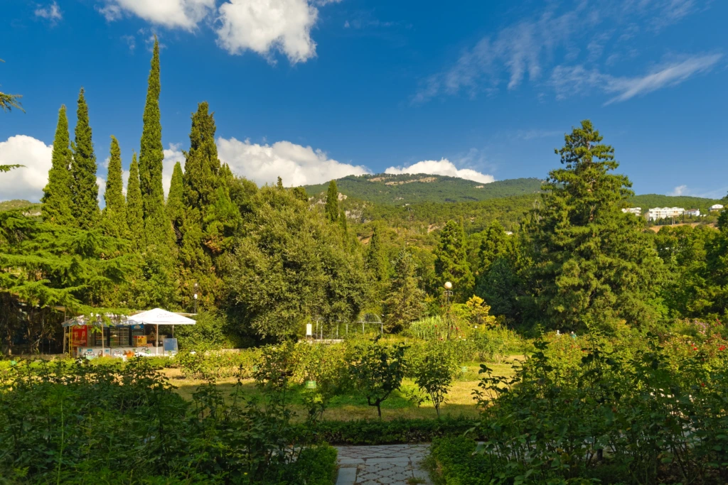 🏞️ Панорама сада с видом на горы